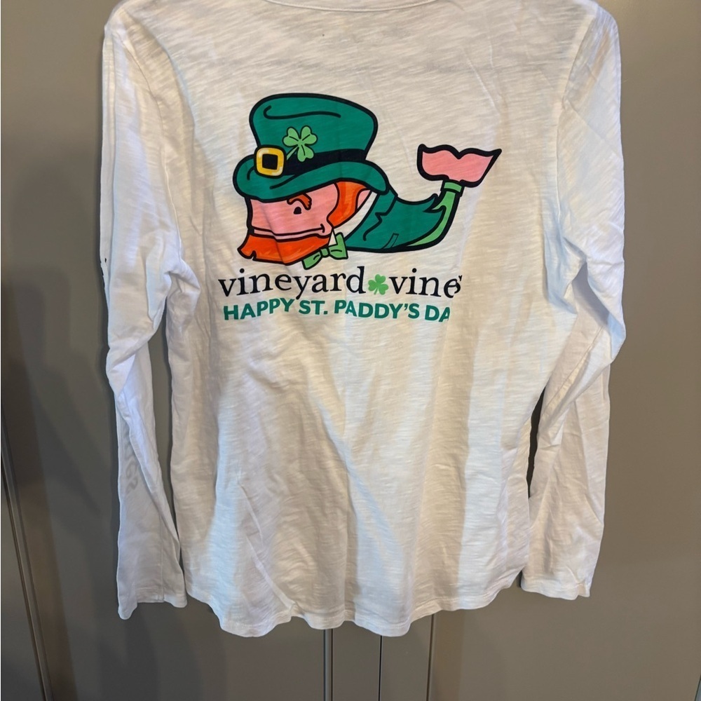 Vineyard Vines Long Sleeve White St Patrick's Day Tee Size S So Cute! - Picture 4 of 4